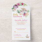 Baby shower met ongekend kindermeisje all in one uitnodiging (Binnen)