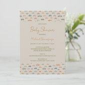 Baby Shower met Oude Voertuigen Kaart (Staand voorkant)