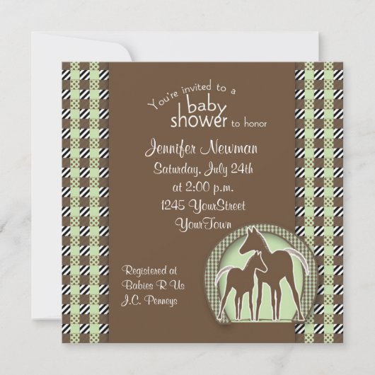 baby shower met paarden in Green Play Kaart (Voorkant)