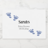 Baby shower met persoonlijk tintblauwe voetafdruk  likeurfles etiket (Enkel label)