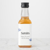 Baby shower met persoonlijk tintblauwe voetafdruk  likeurfles etiket (Voorkant)