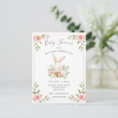 Baby shower met pink Blush Floral Bunny Rabbit Briefkaart (Staand voorkant)