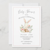 Baby shower met pink Blush Floral Bunny Rabbit Kaart (Voorkant)
