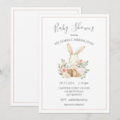 Baby shower met pink Blush Floral Bunny Rabbit Kaart (Voorkant / Achterkant)