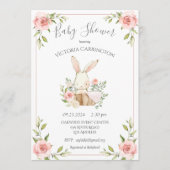 Baby shower met pink Blush Floral Bunny Rabbit Kaart (Voorkant)