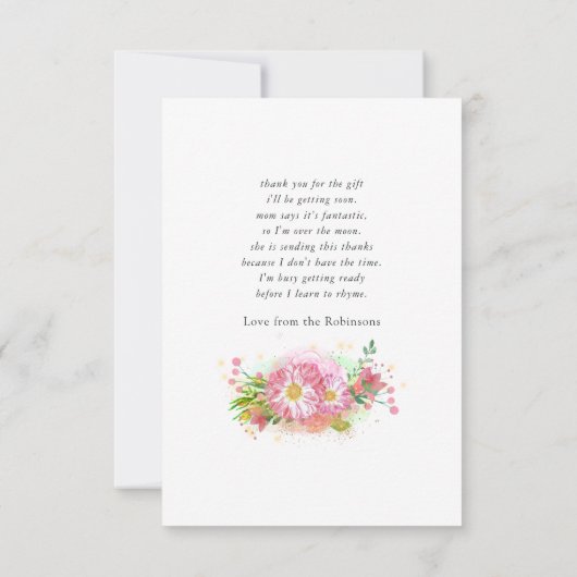 Baby shower met platte korrels bedankkaart (Achterkant)