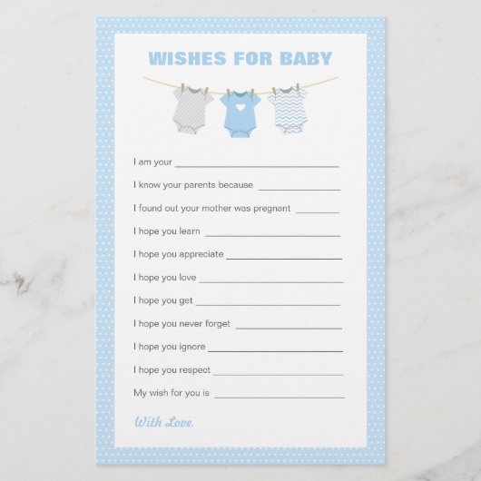 Baby shower met podysuit wenst Baby - blauw (Voorkant)