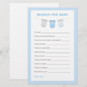 Baby shower met podysuit wenst Baby - blauw (Voorkant / Achterkant)