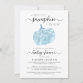 Baby shower met pompoenblauw glitter kaart (Voorkant)