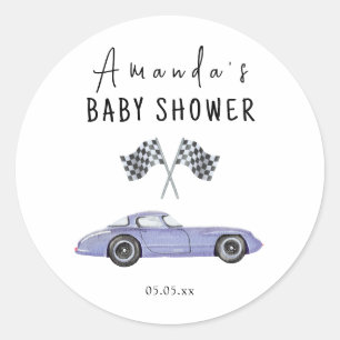 Baby Shower met raceauto thema Ronde Sticker