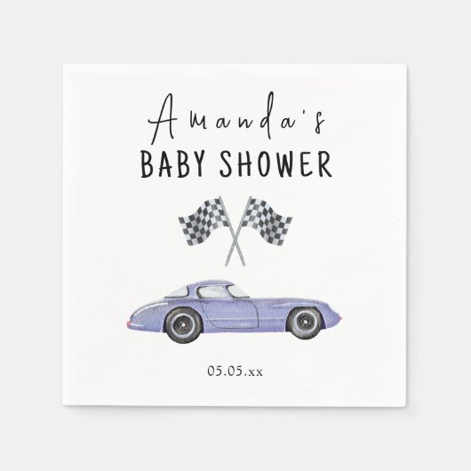 Baby Shower met raceauto thema Servet (Voorkant)