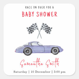 Baby Shower met raceauto-thema Vierkante Sticker