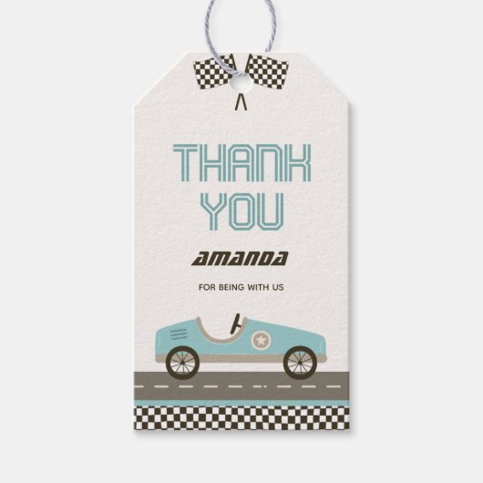 Baby shower met racksnelheid - Dank u Label Cadeaulabel (Voorkant)