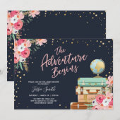 Baby shower met reisthema-uitnodiging Adventure Be Kaart (Voorkant / Achterkant)