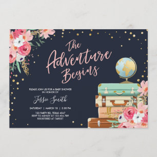 Baby shower met reisthema-uitnodiging Adventure Be Kaart