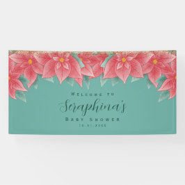 Baby shower met rode en groene kerst in Poinsettia Spandoek