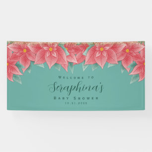 Baby shower met rode en groene kerst in Poinsettia Spandoek