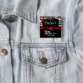 Baby shower met rode en zebrastripes vierkante button 5,1 cm (In situ)