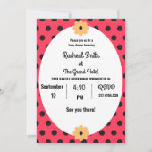 Baby shower met rode en zwarte damestoornissen kaart (Voorkant)