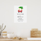 Baby shower met rode kerstboom - Welkomstteken Poster (Keuken)