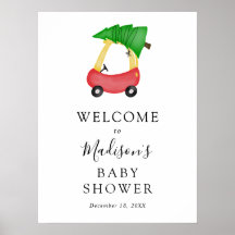 Baby shower met rode kerstboom - Welkomstteken