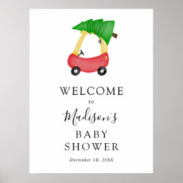 Baby shower met rode kerstboom - Welkomstteken Poster
