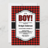 Baby shower met rode of zwarte buffelplaat kaart (Voorkant)