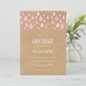 Baby shower met rode spoelrops / sproeier kaart (Staand voorkant)
