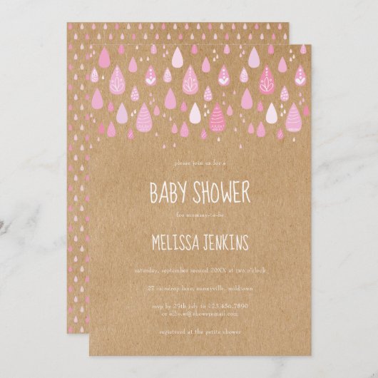 Baby shower met rode spoelrops / sproeier kaart (Voorkant / Achterkant)