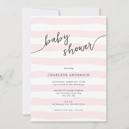 Baby shower met rode strepen kaart (Voorkant)