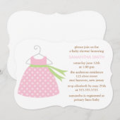 Baby shower met roze dress kaart (Voorkant / Achterkant)