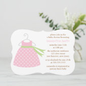 Baby shower met roze dress kaart (Staand voorkant)