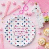Baby shower met roze en blauwe pokkendots papieren bordje (Feest)
