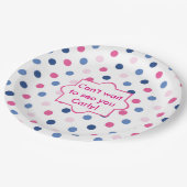 Baby shower met roze en blauwe pokkendots papieren bordje (Gekanteld)