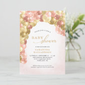 Baby shower met roze en gouden ballon voor Arch Gi Kaart (Staand voorkant)