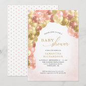 Baby shower met roze en gouden ballon voor Arch Gi Kaart (Voorkant / Achterkant)