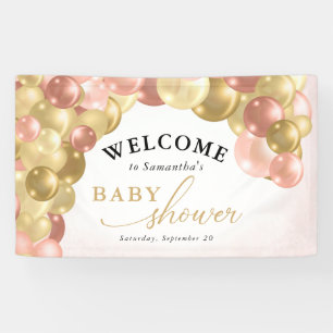 Baby shower met roze en gouden ballon voor Arch Gi Spandoek