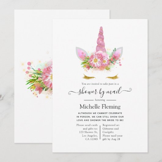 Baby shower met roze en goudflesjes kaart (Voorkant / Achterkant)