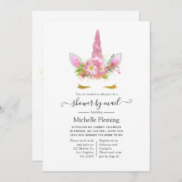 Baby shower met roze en goudflesjes kaart