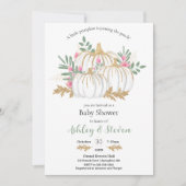 Baby shower met roze en groene pompoen kaart (Voorkant)