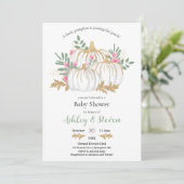 Baby shower met roze en groene pompoen kaart (Staand voorkant)