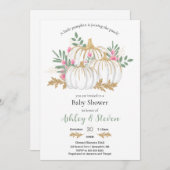 Baby shower met roze en groene pompoen kaart (Voorkant / Achterkant)