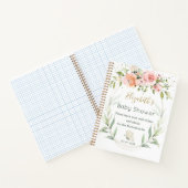 Baby shower met roze Floral Green Foliage Notitieboek (Binnen)