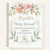 Baby shower met roze Floral Green Foliage Notitieboek (Voorkant)