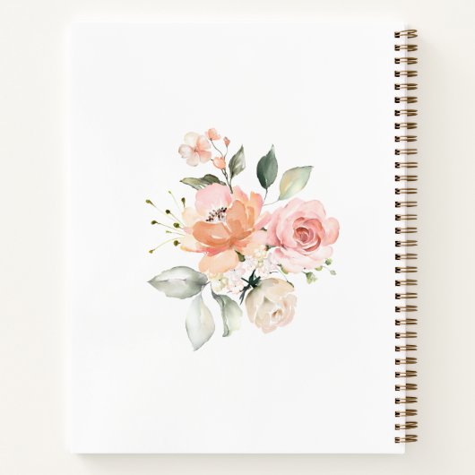 Baby shower met roze Floral Green Foliage Notitieboek (Achterkant)