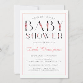 Baby shower met roze Floral Letters Kaart