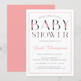 Baby shower met roze Floral Letters Kaart
