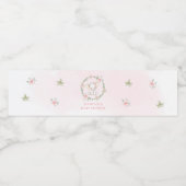 Baby shower met roze florale olifant waterfles etiket (Enkel label)