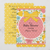 Baby shower met roze gele blauwe stiften en pokken kaart (Voorkant / Achterkant)