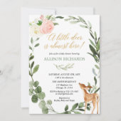 Baby shower met roze goudgroen hert kaart (Voorkant)